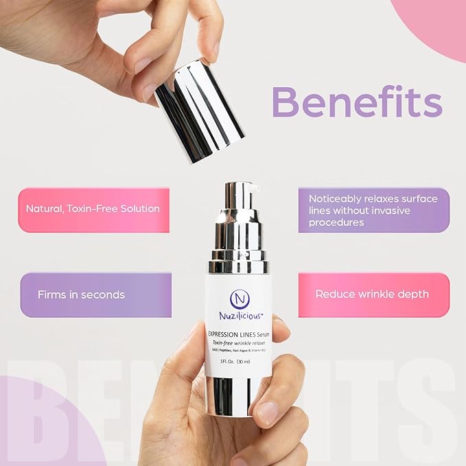 Professional Grade Expression Lines Serum – Toxin-Free Vegan & Cruelty-Free Anti-Wrinkle Relaxer for Face with Octapeptide & Antioxidants, Reduce Wrinkles, (1 oz)