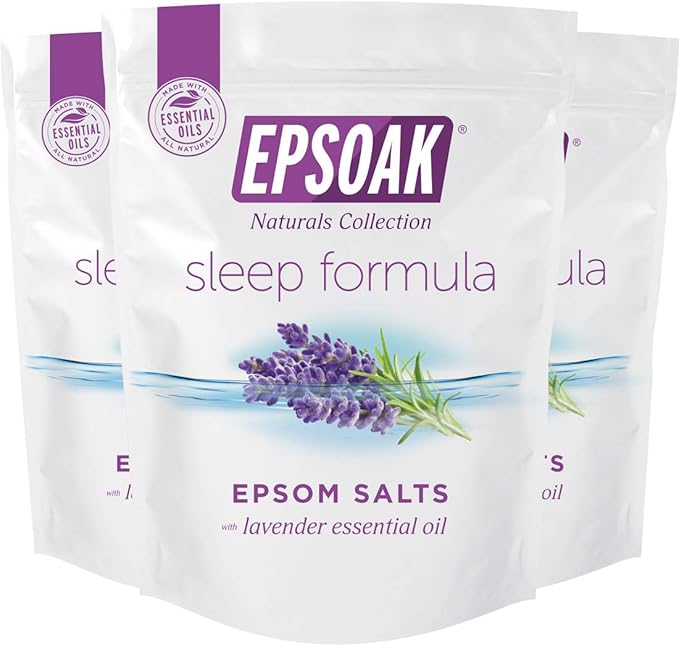 Epsoak Epsom Salt 6 lb. Magnesium Sulfate USP. (Qty. 3 x 2lb. Bag), Lavender Sleep Formula, Resealable Epsom Salt Bag, Made in The USA, Cruelty-Free Certified