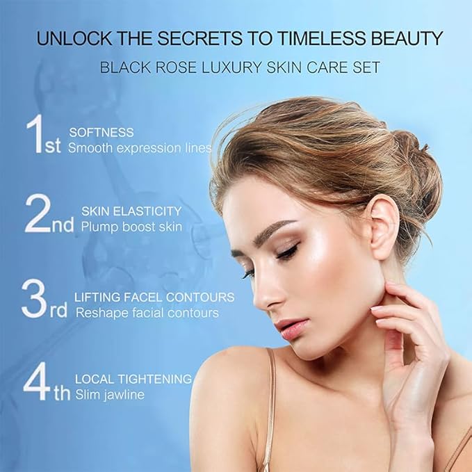 Anti-Wrinkle Skin Care Set Black Rose Moisturizing Hydrating Skin Care Kit For All Types Of Skin Valentine's Day Gift