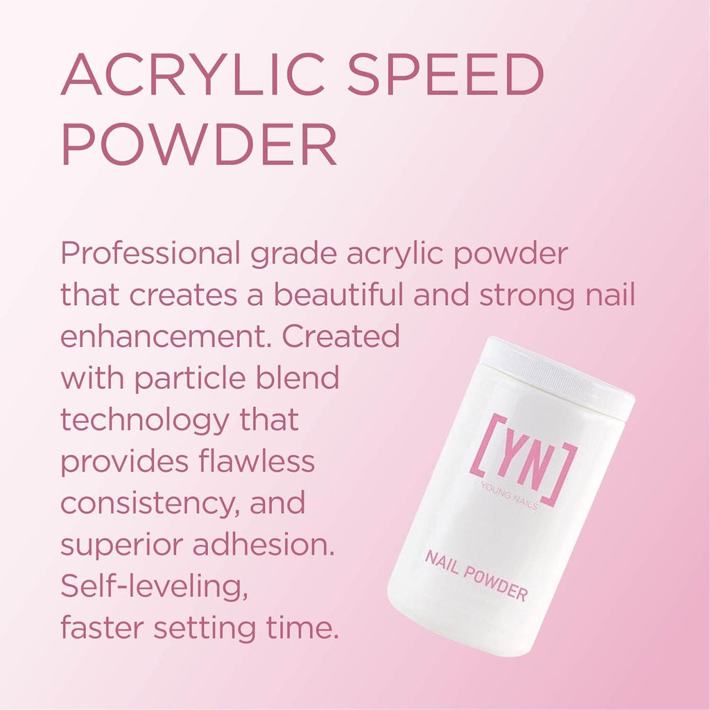 Young Nails Acrylic Core Powder - Self-Leveling Acrylic Nail Powder, Clear Nude Pink White Acrylic Powder for Nail Extenstion, Professional Grade, Superior Adhesion, Color - Clear, 660g