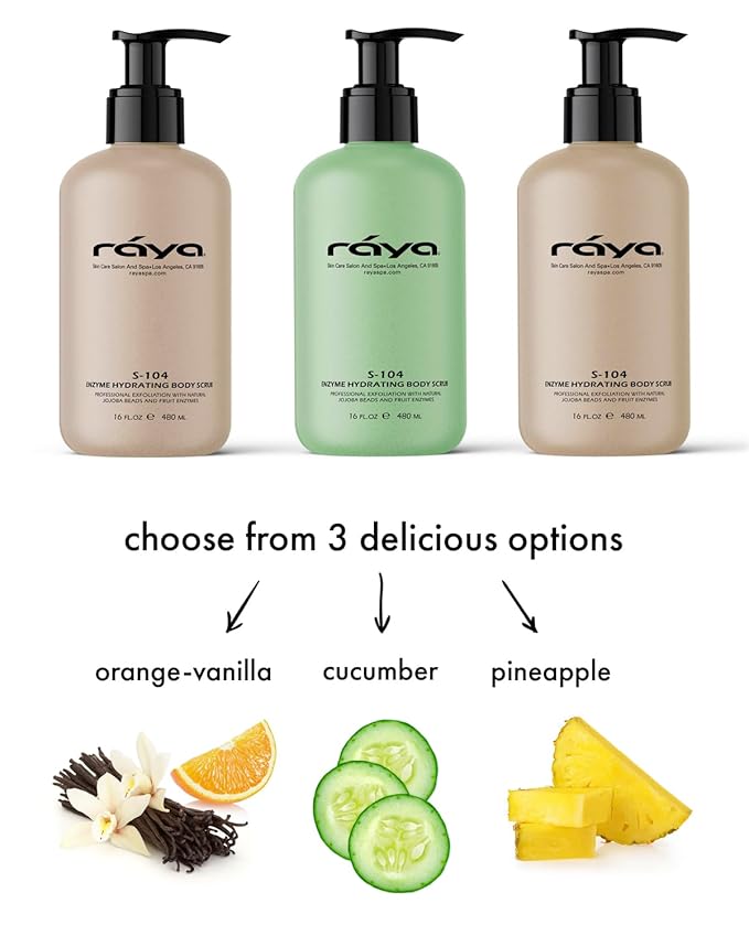 RAYA Enzyme Hydrating Body Scrub 16 oz Cucumber Scent (S-104) | Gentle and Exfoliating Body Scrub | Made with Seaweed, Jojoba Beads, and Fruit Enzymes