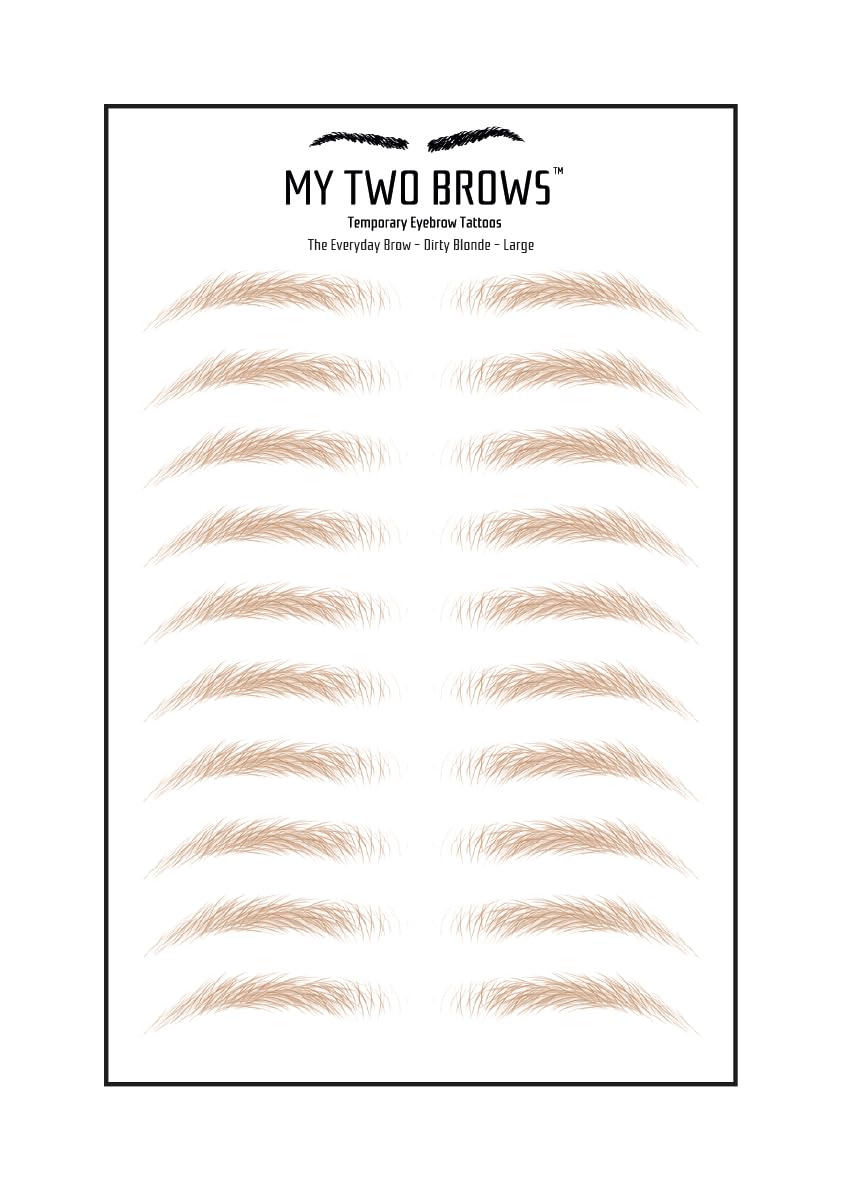 (10 pairs) Dirty Blonde Temporary Eyebrow Tattoo - Large Size - Waterproof & Smudgeproof - Everyday Brow Style Eyebrow Stickers - Sheet Lasts up to 30 Days - Won't Work on Existing Brows