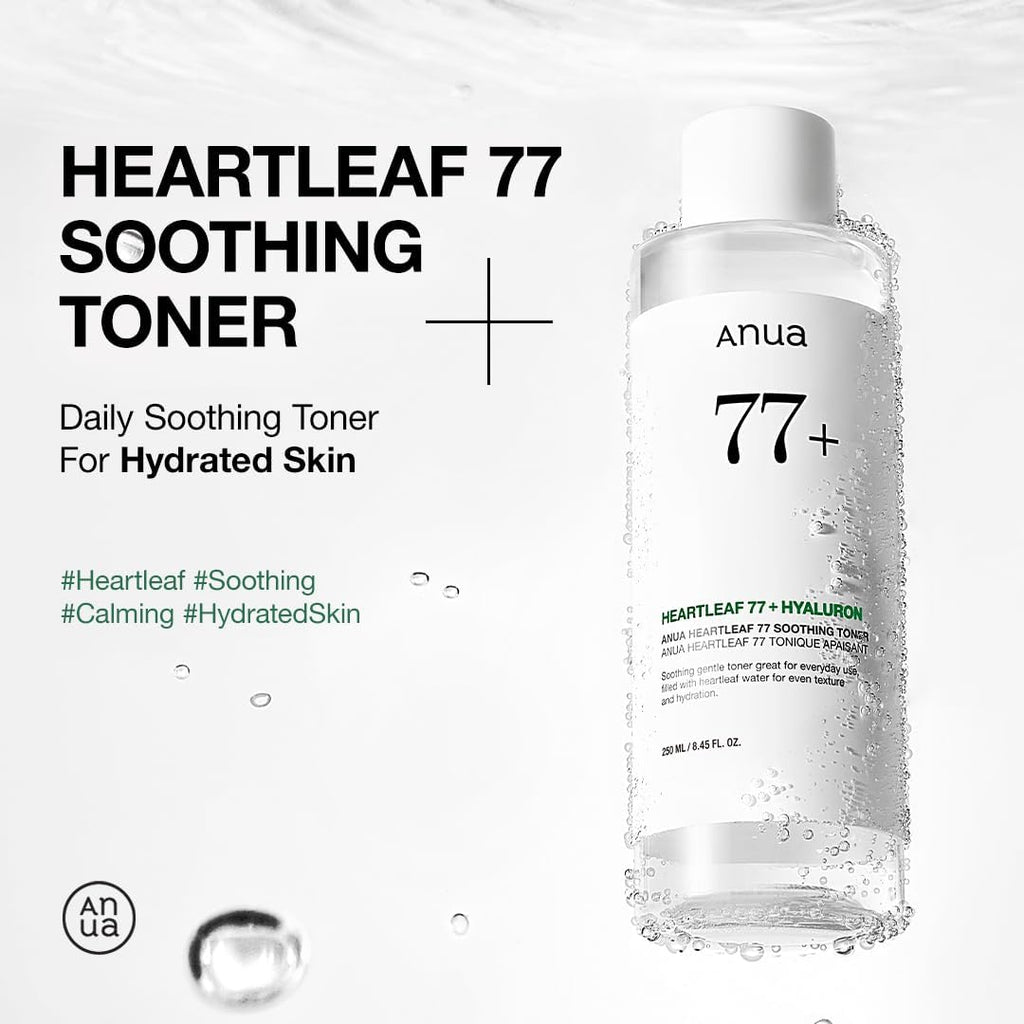 Anua Heartleaf 77 Soothing Toner I pH 5.5 Trouble Care, Calming Skin, Refreshing, Hydrating, Purifying, Cruelty Free, Vegan,(250ml / 8.45 fl.oz.)