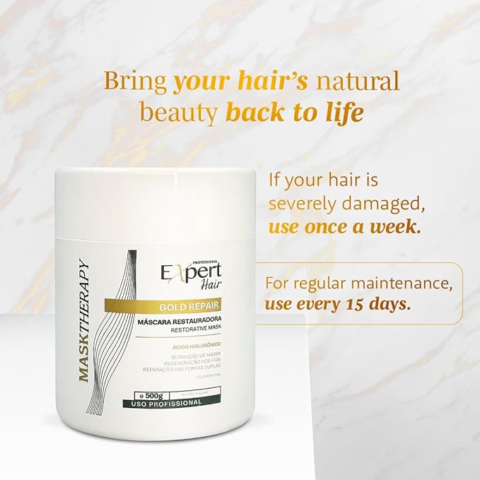Expert Hair Bio Protein Straightening & Smoothing Kit – Protein Keratin straightening + Gold Repair Mask for Ultimate Hair Transformation – Straight, Silky, Moisturized Hair