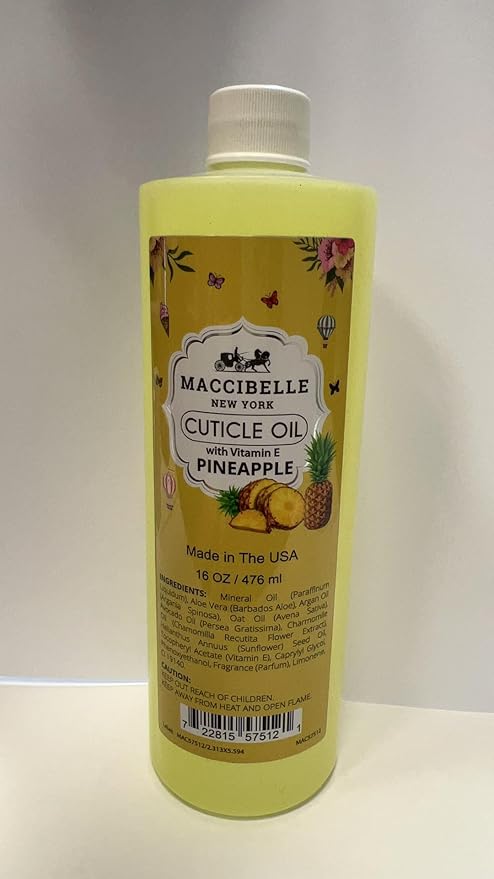 Maccibelle Cuticle Oil For Nails Refill size for Dry Cracked Cuticles (16 Ounce, Pineapple)