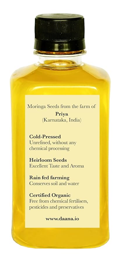 DAANA Organic Moringa Oil for Skin: Extra Virgin, Cold Pressed (12 Fl Oz)