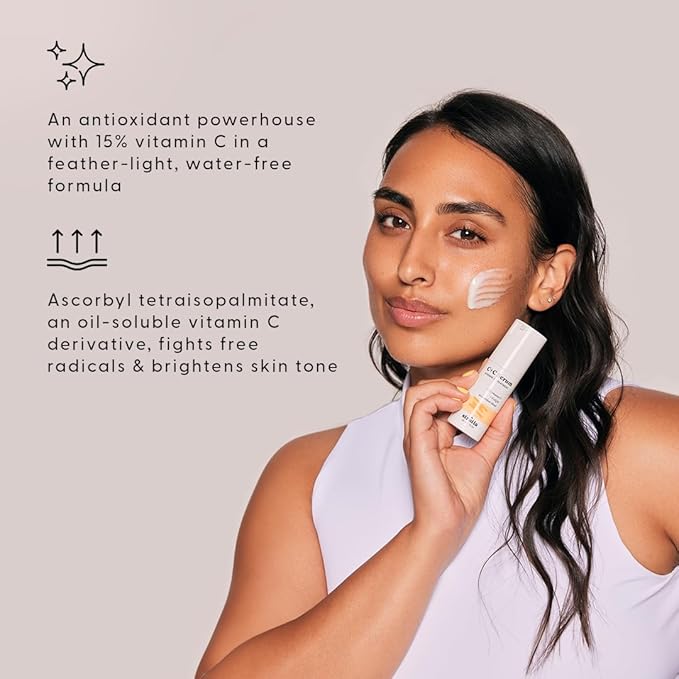 Stratia C+C Vitamin C Serum – 15% Potent Formula with 10% L-Ascorbic Acid for Bright, Even-Toned Skin - Non-Irritating, Water-Free Antioxidant Face Cream, 1 Fl Oz