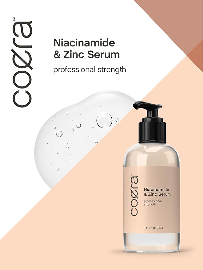 Coera Niacinamide Serum with Zinc | 8 fl oz | Moisturizer for Face and Skin | with Hyaluronic Acid | Professional Strength Formula | Free of Parabens, SLS & Fragrances