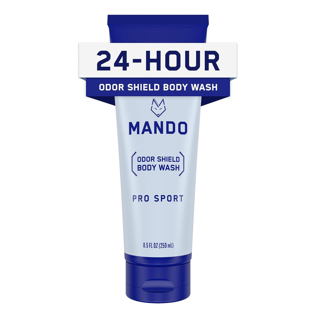 Mando Odor Shield Body Wash - 24 Hour Control - Removes Odor Better than Soap - SLS and Paraben Free, Skin Safe - 8.5 Ounce (Pro Sport)