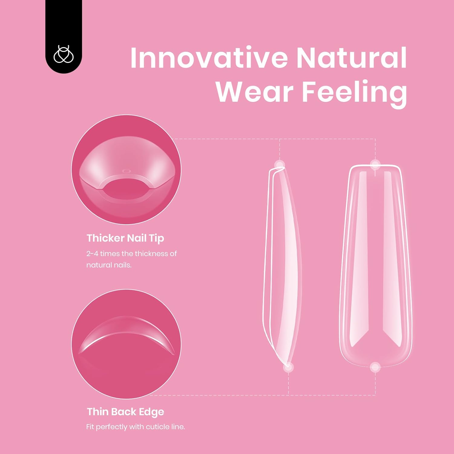 Beetles Gel Nail Tips Long Square Nail Tips, 12 Sizes 288 PCS Pre-Shaped Clear Full Cover False Nails Tips Clear Acrylic Nails Glue on Nails for Girls Women Nail Art Design,Nail Glue Needed