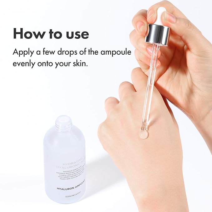 Hyaluronic Acid Ampoule, Hydrating Glow and Skin Barrier Protection, Anti-Aging Face Serum for Dry Skin, Korean Skincare Beauty Products, 100ml, 3.38 fl. oz.