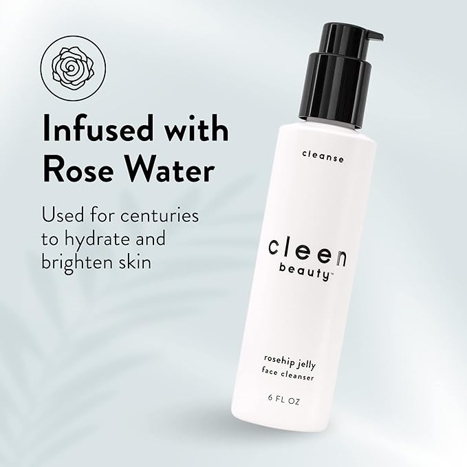 Cleen Beauty Rosehip Jelly Face Cleanser | Jelly Facial Cleanser with Rosehip Oil & Rose Water | Face Wash for Women | Gentle Face Cleanser for Women - Paraben Free | Rosehip Facial Wash (6 fl. oz)