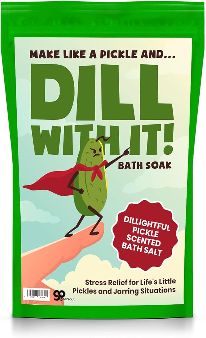 Dill with It Pickle Bath Soak - Premium Dill Pickle Scented Bath Salts for Teens - Weird Spa Gift for Pickle Lovers, Funny Stocking Stuffers, Grab Bags, and Gift Baskets