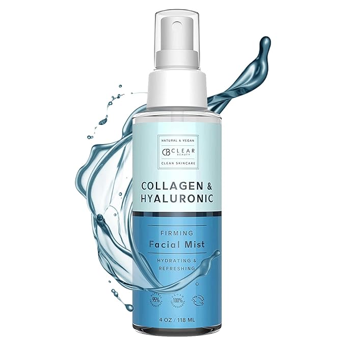 Hyaluronic Acid & Collagen Face Mist - Dermatologist Tested, Moisturizes & Tones Skin, Anti-Aging, Natural Ingredients, Cruelty-Free, 95% Natural - All Skin Types - 4 OZ