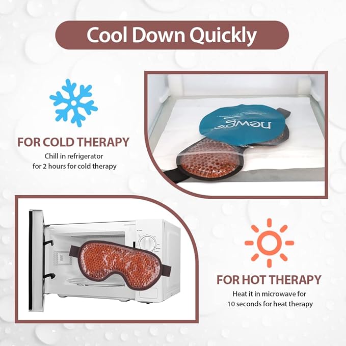 NEWGO Cooling Eye Mask for Puffy Eyes, Cold Eye Mask Eye Ice Pack for after Eyes Surgery, Tension Stress Relief, Itchy Eyes, Headaches, Dark Circles - Brown