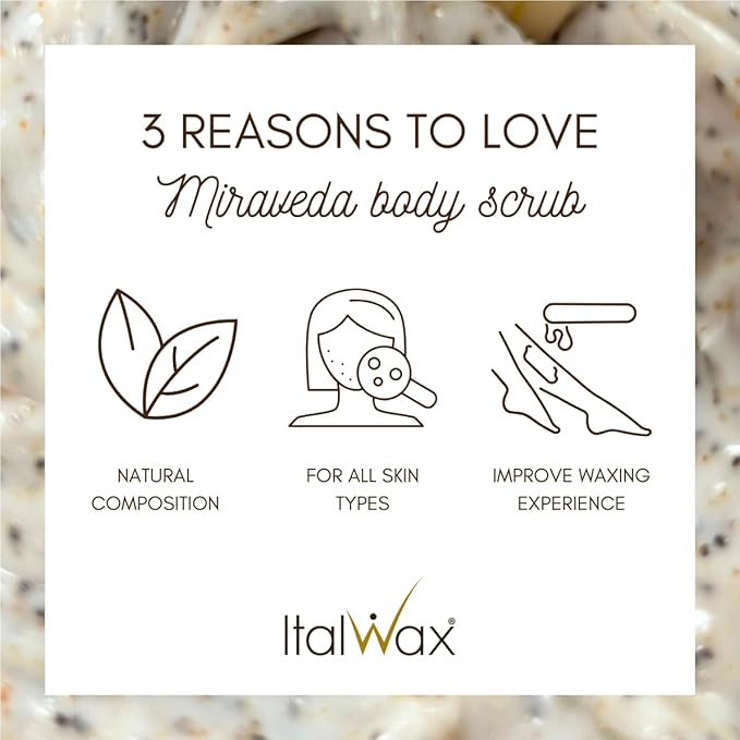 Miraveda by Italwax Almond Scrub - 250ml / 8.45fl.oz - With coconut and almond oil – Ideal for hand care
