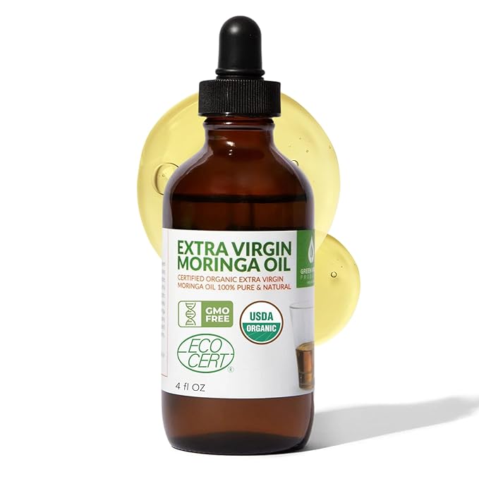 Organic Moringa Oil, Cold Pressed, Extra Virgin, 100% Pure, Food Grade