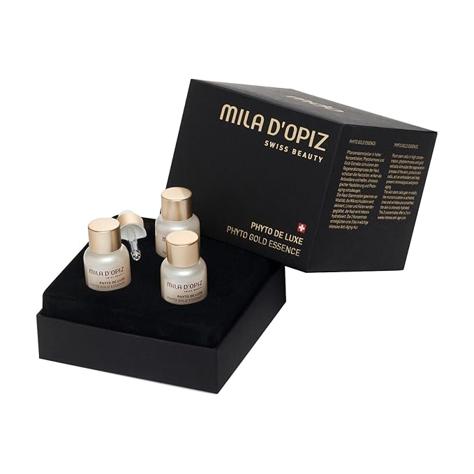 Mila d'Opiz Phyto De Luxe Gold Essence Concentrate - Face Serum for Women and Men - Firming and Anti Aging Serum with Gold and Silk Extracts - 2 pc