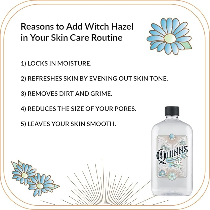 Quinn’s Alcohol Free Witch Hazel with Aloe Vera 16 Ounce (Unscented)