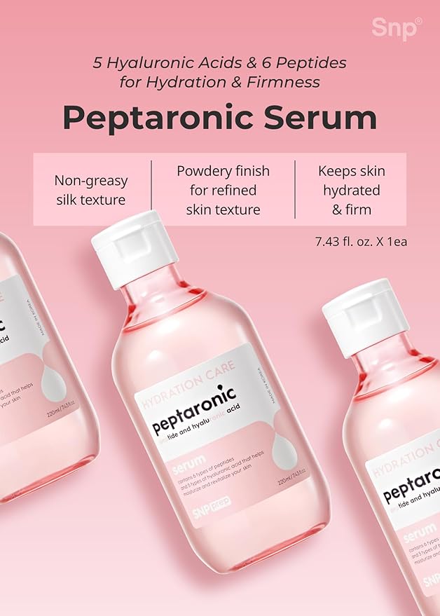[K Beauty Snp] Peptaronic Skincare Serum | Peptide and Hyaluronic Acid Face Serum | Firming, Soothing, and Moisturizing for Dry Skin Types | Korean Face Skin Care for Gift | 7.43 Fl Oz