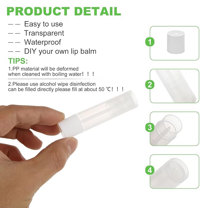 Lip Balm Tubes with Filling Tray and Spatula, 100PCS 5ml Lip Balm Containers with White Caps, DIY Lip Care Balms Making Tray and Spatula for Women Girl Cosmetics Makeup (White)