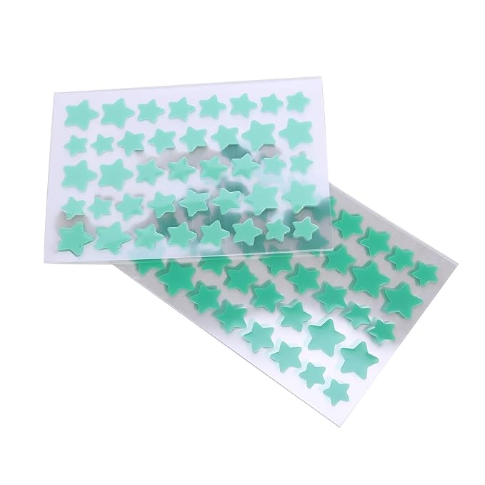 10 Sheets/Pack (400 Capsules) Pimple Patches for Face,Hydrocolloid Acne Patches Star Pimple Patches for Healing,Cute Star Face Stickers Zit Patch,Pore Cleansing Strips,Treatments and Masks (Green)