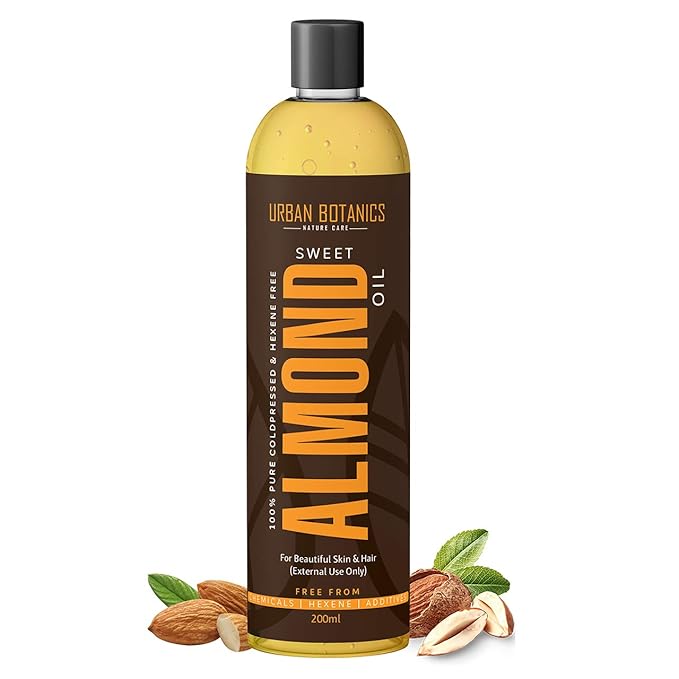 Pure Cold Pressed Sweet Almond Oil for Hair and Skin, 6.76 fl.Oz (Odorless)