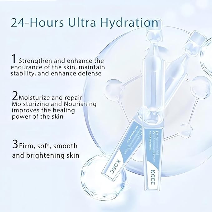 30 Pcs 5% Hyaluronic Acid Serum Vials (1.5ml Each), 5% Ultra-Hydrating Anti-Aging Face Serum for Women & Men, Deep Moisture, Wrinkle Reduction & Plumping, Portable Single-Use Tubes for Travel