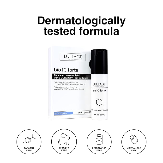 LULLAGE bio10 forte Dark Spot Corrector Fluid for All Skin Types, Formulated with B-CORE 221TM and Soy Isoflavones to help reduce dark spot appearance (1 Fl Oz)