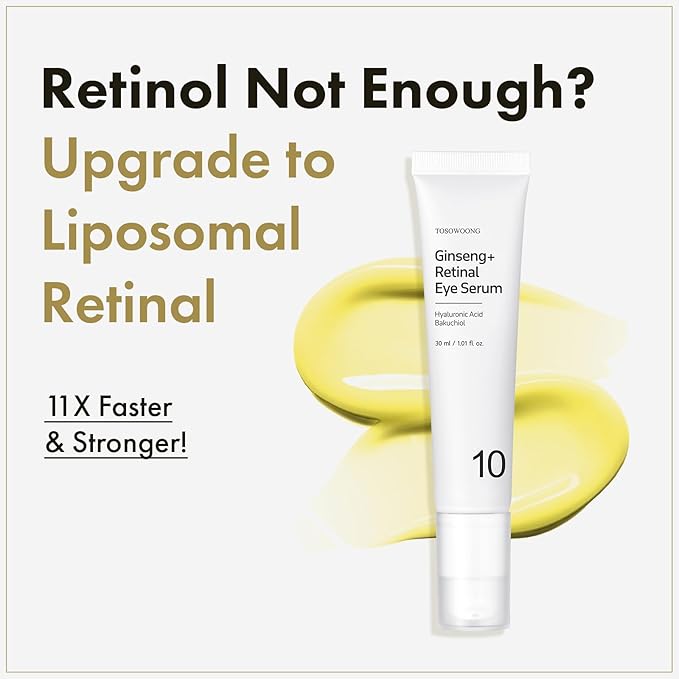 Ginseng Plus Retinal Eye Serum with Retinal Niacinamide Bakuchiol Correction for Puffy Eye Bags Fine Lines Dark Circles Wrinkles, Korean Skin Care, 30ml, 1.01 fl.oz.