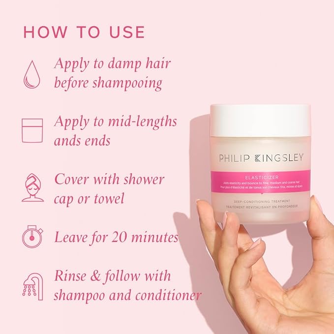 PHILIP KINGSLEY | Elasticizer | Deep Conditioner | Repair Hair Mask Treatment for All Hair Types | Pre-Shampoo Deep Conditioning Mask | Hydrates, Adds Shine and Reduces Breakage and Frizz | 5.07oz
