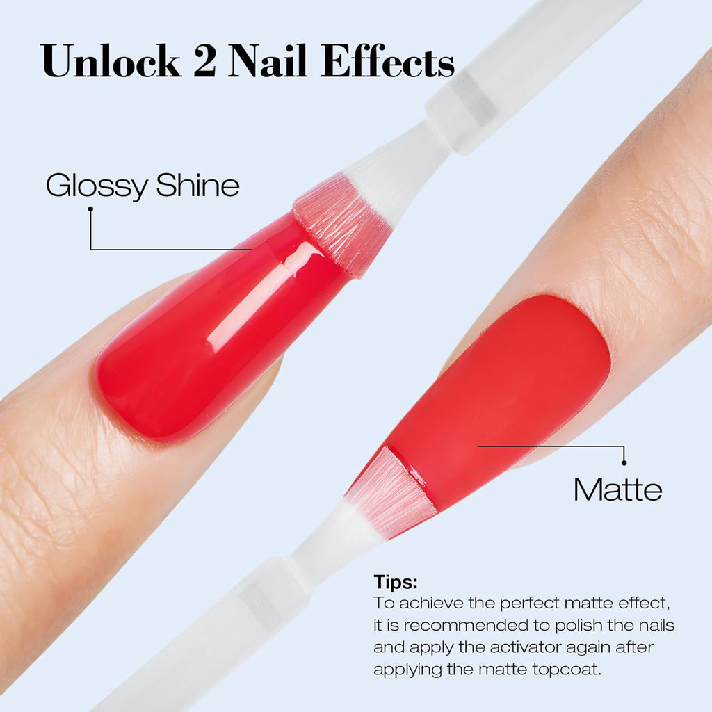 AZUREBEAUTY Dip Powder Liquid Set Bond, Base, Glossy Matte Top Coat, Activator, Brush Saver Dipping Powder Essential Tools No Nail Lamp Needed 0.5Fl oz 15ml 6Pcs