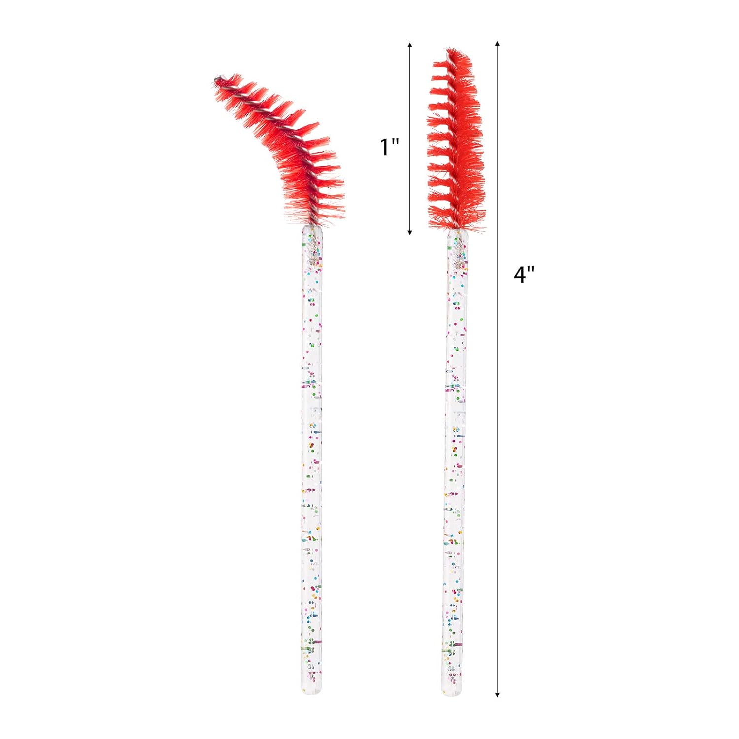 BTYMS 100 Pieces Disposable Mascara Wands Lash Spoolies Eyelash Brush Brow Spoolies Eyebrow Brush for Eyelash Extensions - Red