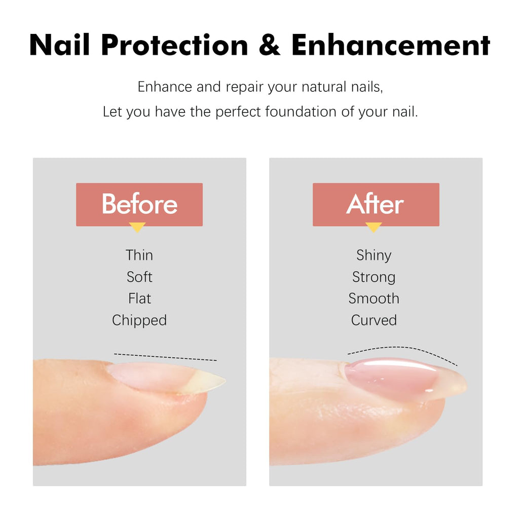 FZANEST Builder Nail Gel and Top Coat, 15ml * 2Pcs Hema & TPO-Free Builder Gel Nail Kit Strengthen Extension No Wipe Ultra Shine Top Coat Nail Polish Soak Off UV Led