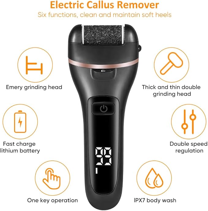 Premium Electric Foot Callus Remover Kit 18 Pieces for Feet Foot Filer Dead Skin Remover for Feet Callous Remover Tool Electric Pedicure Foot File Kit Luxurious (Black)
