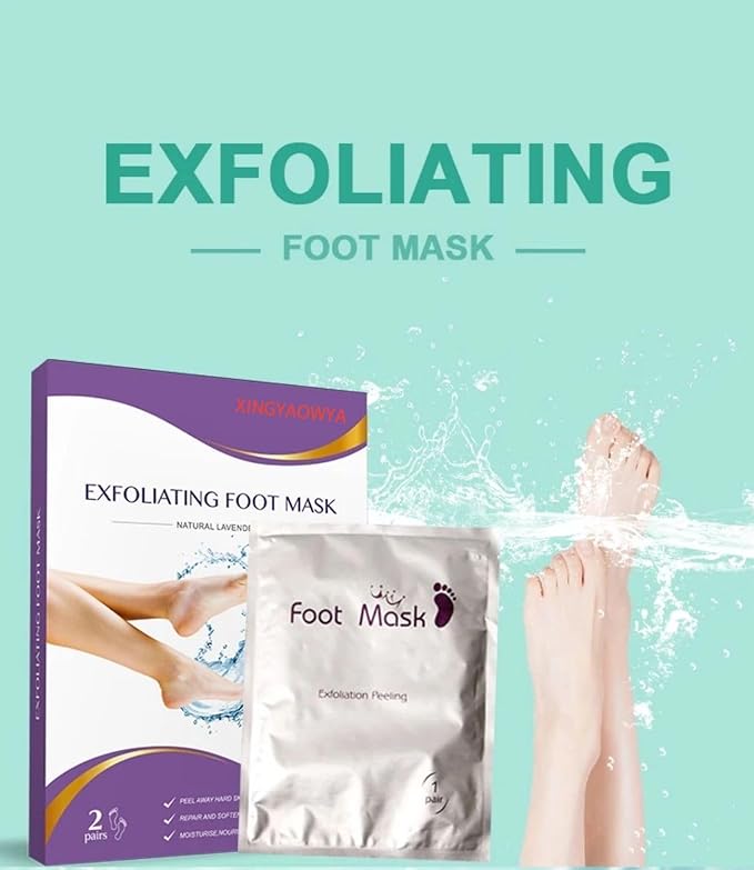 Exfoliating Foot Peel Mask for Dry, Cracked Heels - Moisturizing Foot Mask for Dead Skin & Callus Removal, Lavender Scent, 2 Pack - Foot Spa Treatment for Men & Women
