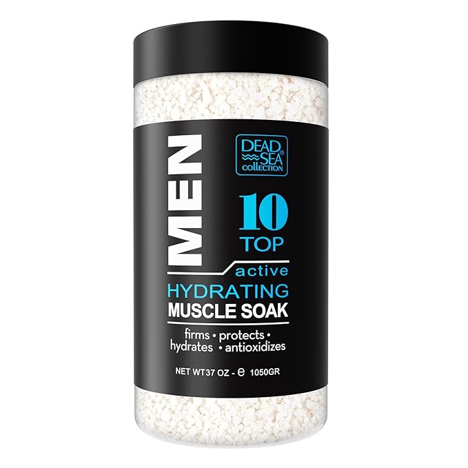 Dead Sea Collection Bath Salts for Men - Muscle Recovery Bath Soak - TOP 10 Active Mens Pure Dead Sea Salt for Soothing and Relaxing - 37 Oz