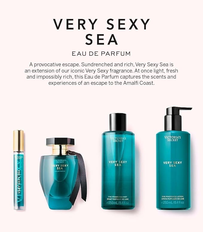 Victoria's Secret Very Sexy Sea Fragrance Lotion, Notes of Italian Bergamot, Neroli Blossom & Sundrenched Cedar, (8.4 oz)
