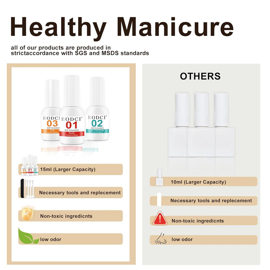 Dip Powder Liquid Set,15ml Large Capacity Dipping Powder System Essential Set with Base & Top Coat,Dip Activator, No Need Nail Lamp Cured,Good for Nail Salon and Beginners