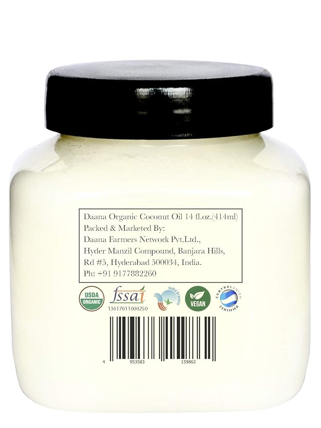Daana Organic Coconut Oil for Skin: Extra Virgin, Cold Pressed (12 oz)