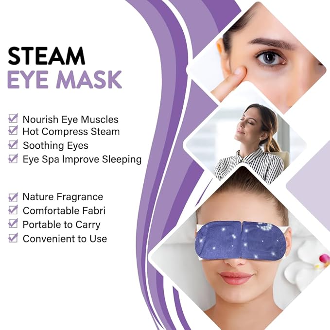 Minidiva Steam Eye Mask for Dry Eyes, 30Pcs Self Heating Spa Warm Eye Mask Relax Sleep Mask, Disposable Heated for Dark Circles Eye Fatigue, Relieve Stress Eye Fatigue (Lavender)