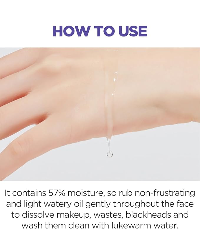 ACWELL pH Balancing Watery Cleansing Oil Facial Cleanser 6.76 fl.oz. - Makeup Cleansing Water Oil for Sensitive Skin, Lightweight Watery Oil Formula, Tea Tree Leaf Extract, Gentle Blackhead Cleanser