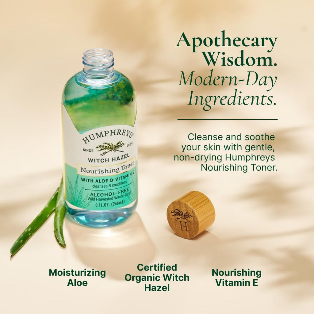 Humphreys Witch Hazel Nourishing Toner | Wild Harvested Witch Hazel & Aloe | Alcohol-Free | Natural | Hydrating | Soothing | 8 Fl Oz
