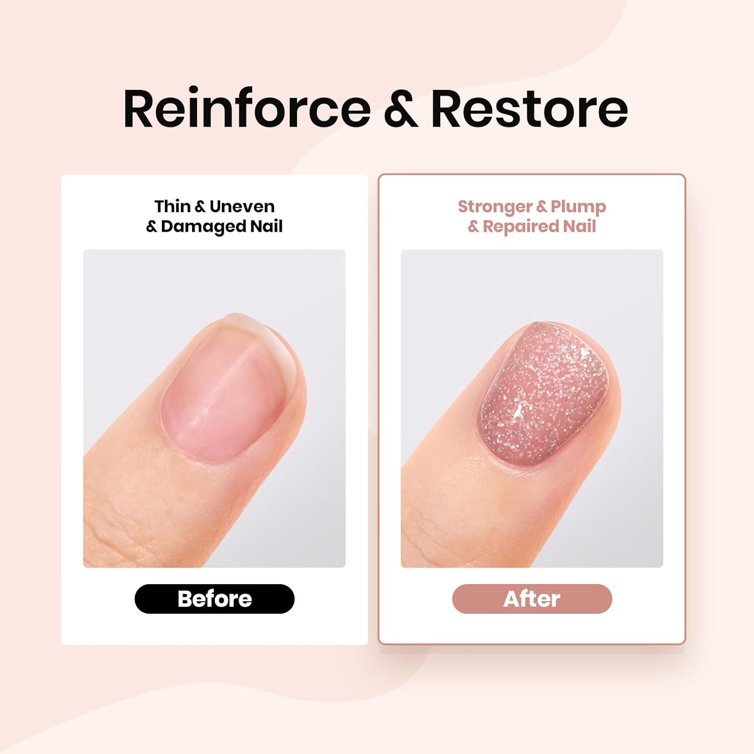 Beetles Rubber Base Color Gel Nail Polish, 6 Colors 5 IN 1 Nude Rubber Base Gel Neutral Sheer Pink Peach Glitter Nail Polish for Thin Nails Soak Off Nail Art Design Gifs for Women