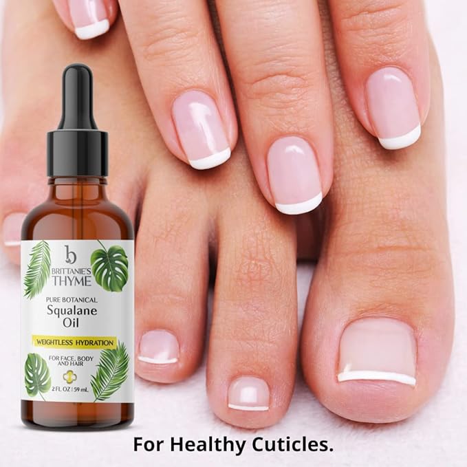 Brittanie's Thyme Squalane Skin Moisturizing Oil 2oz | 100% Plant Derived Squalane for Face, Skin & Hair | Luxurious Formula, Lightweight Formula for Hydration