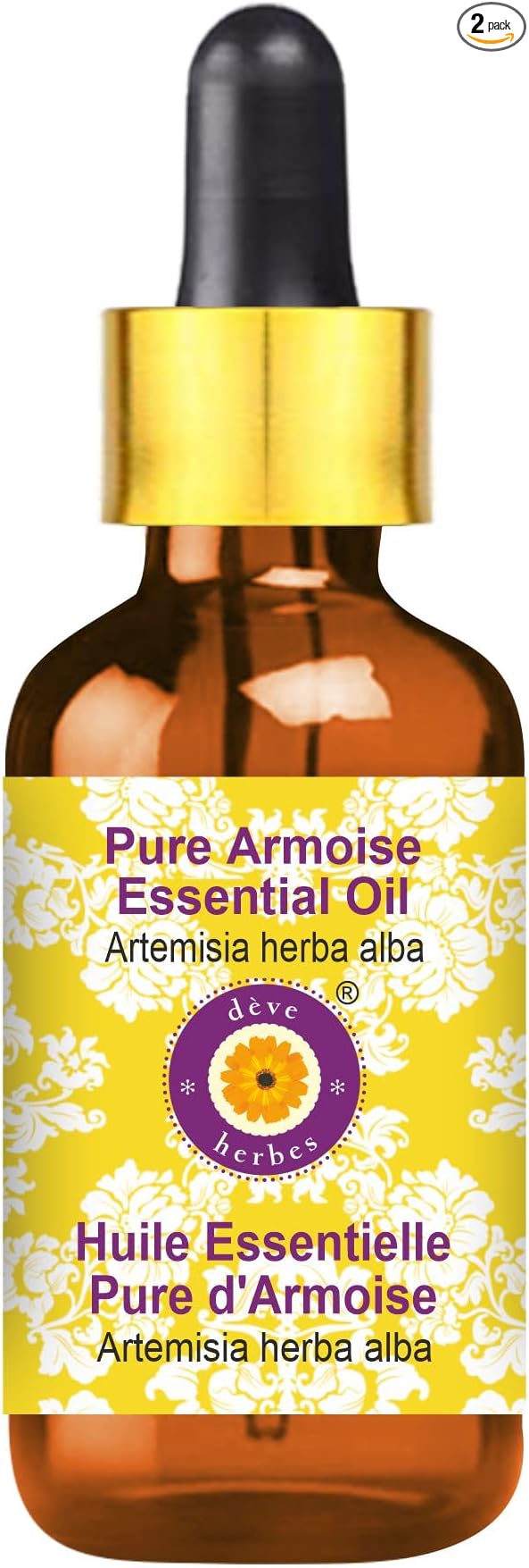 Deve Herbes Pure Armoise Essential Oil (Artemisia herba alba) with Glass Dropper Steam Distilled 50ml (1.69 oz)
