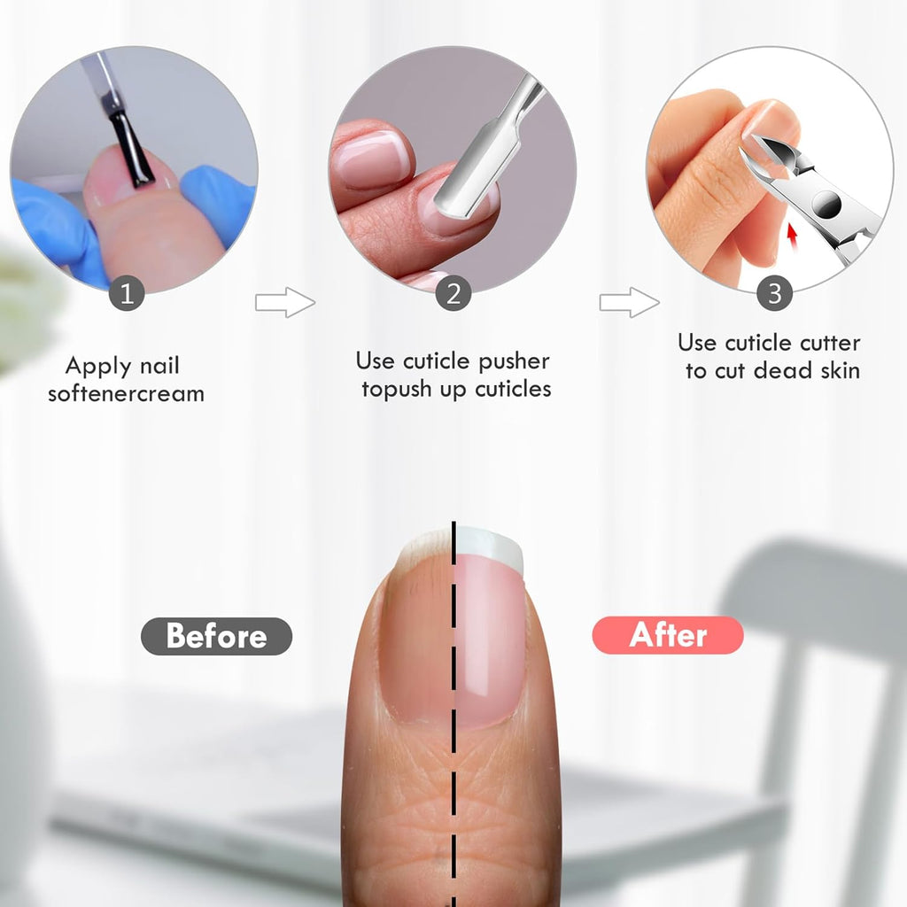 2PCS Cuticle Pusher and Cutter Remover, Xunxmas Salon Nail Scraper for Gel Polish, Stainless Steel Manicure and Pedicure Cleaner Tool for Fingernail and Toenail (Silver)