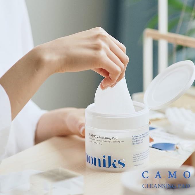 Dual Texture Cleansing Pads with Facial Essence 70ea Large Value Pack- Cabbage & Moringa Wipes for Quick Cleansing, Makeup Remover, Mild Exfoliator | Korean Skincare - (9.29Oz)