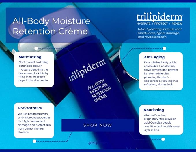 Trilipiderm Weekender Bundle - All-Body Moisture Retention Crème 2-Pack Travel Size – 1x SPF 30 Broad Spectrum Sunscreen 3 oz + 1x Original Formula 3 oz