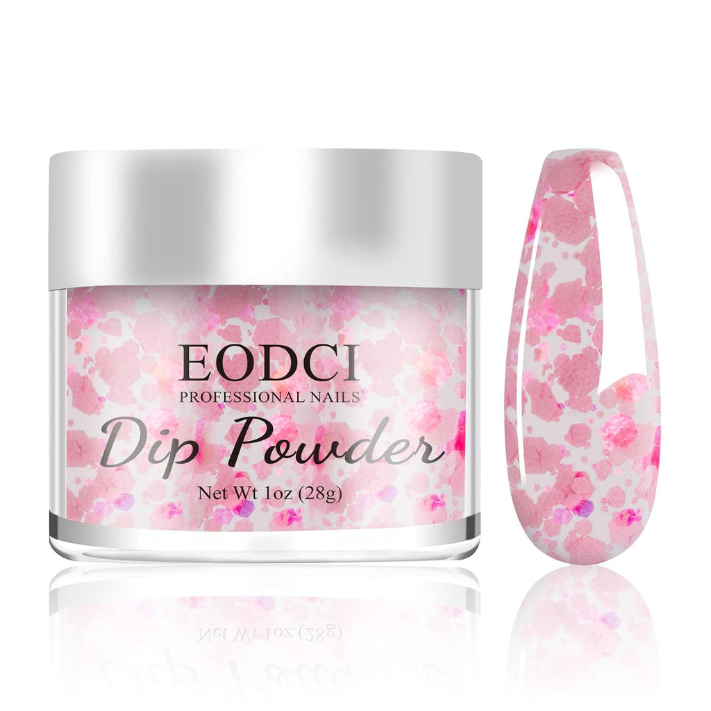 Dip Powder Glitter Pink Color, 1 Oz/28g Dipping Powder French Nail Art Starter Manicure Salon DIY at Home Glitter Odor-Free and Long-Lasting, No Need Nail Lamp Curing